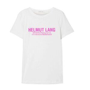 Helmut Lang ltd. Ed. T-Shirt Womens Medium White Short Sleeve NYC hot pink logo